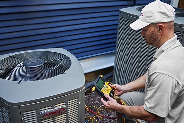 Lennox Technician With Hat Ac Maintenance Tune Up 1